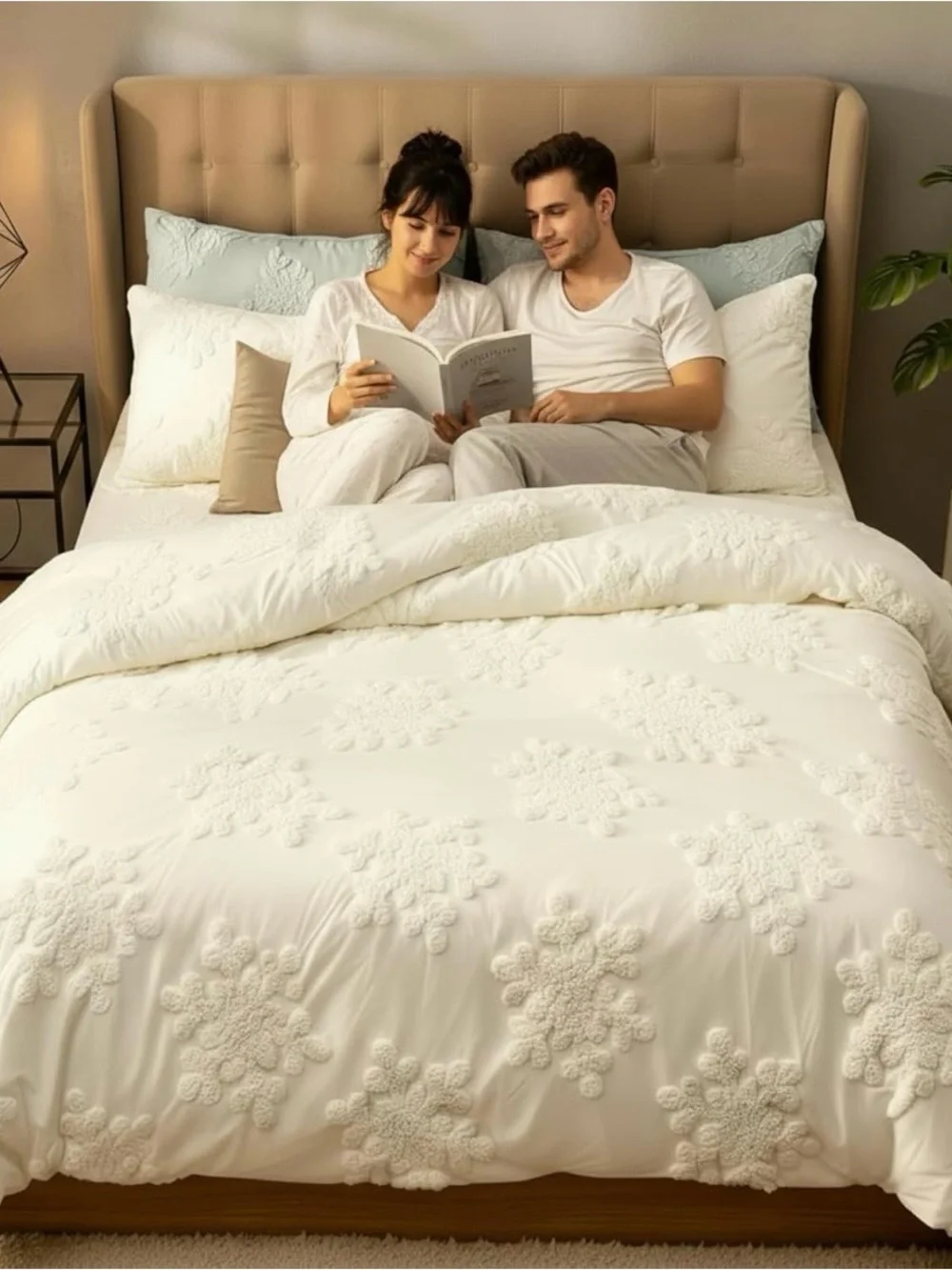 Frienda 3 Pcs Winter Snowflake Full Comforter Cover Set Includes 1 Duvet Cover